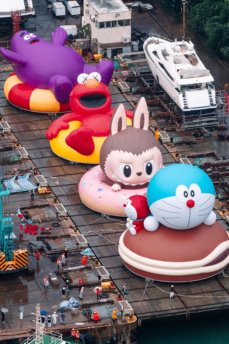 KAWS Joins Forces With AllRightsResereved for World's First and Largest Water Parade labubu mcdonalds grimace sesame street doraemon netflix snoopy