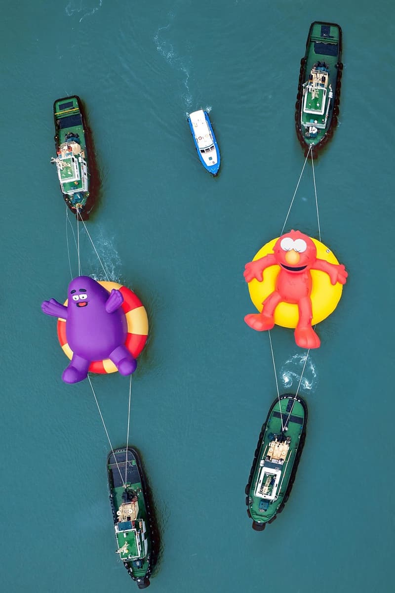 KAWS Joins Forces With AllRightsResereved for World's First and Largest Water Parade labubu mcdonalds grimace sesame street doraemon netflix snoopy