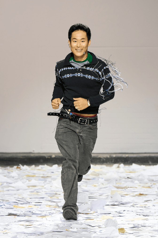 Oscar Ouyang Melds Folklore, Experimental Knits, and Streetwear for His SS26 LFW Debut Laura Weir, the British Fashion Council (BFC) 2025/26 BFC NEWGEN initiative.