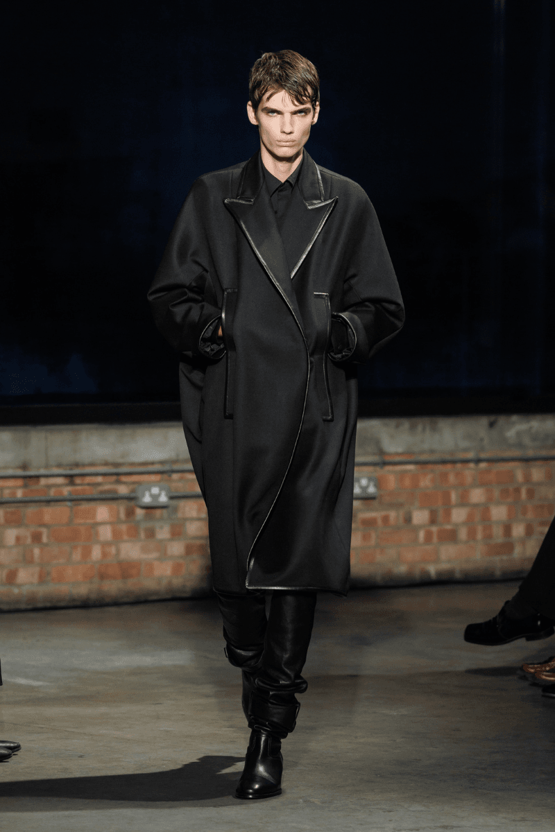 Aaron Esh Routs Back to Classical Menswear for SS26 Oval Space in Hackney London Fashion Week Katy England Savile Row tailor Charlie Allen