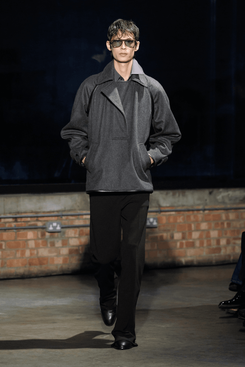 Aaron Esh Routs Back to Classical Menswear for SS26 Oval Space in Hackney London Fashion Week Katy England Savile Row tailor Charlie Allen