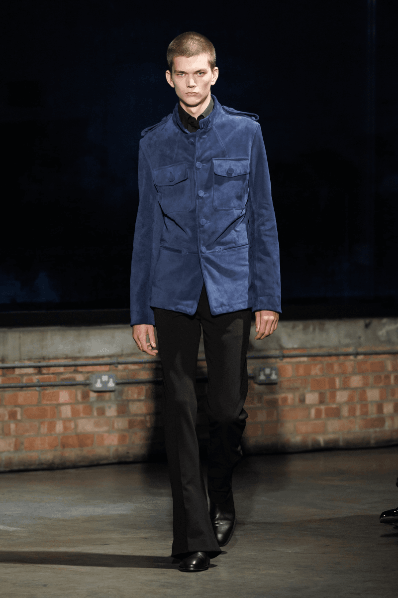 Aaron Esh Routs Back to Classical Menswear for SS26 Oval Space in Hackney London Fashion Week Katy England Savile Row tailor Charlie Allen