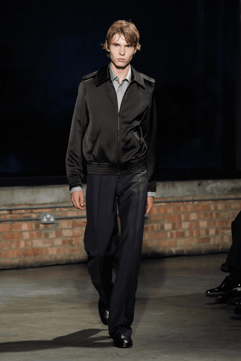 Aaron Esh Routs Back to Classical Menswear for SS26 Oval Space in Hackney London Fashion Week Katy England Savile Row tailor Charlie Allen