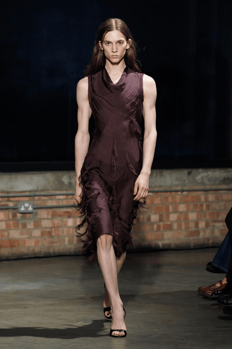 Aaron Esh Routs Back to Classical Menswear for SS26 Oval Space in Hackney London Fashion Week Katy England Savile Row tailor Charlie Allen