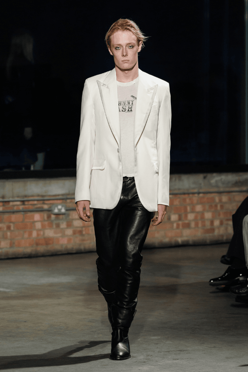 Aaron Esh Routs Back to Classical Menswear for SS26 Oval Space in Hackney London Fashion Week Katy England Savile Row tailor Charlie Allen