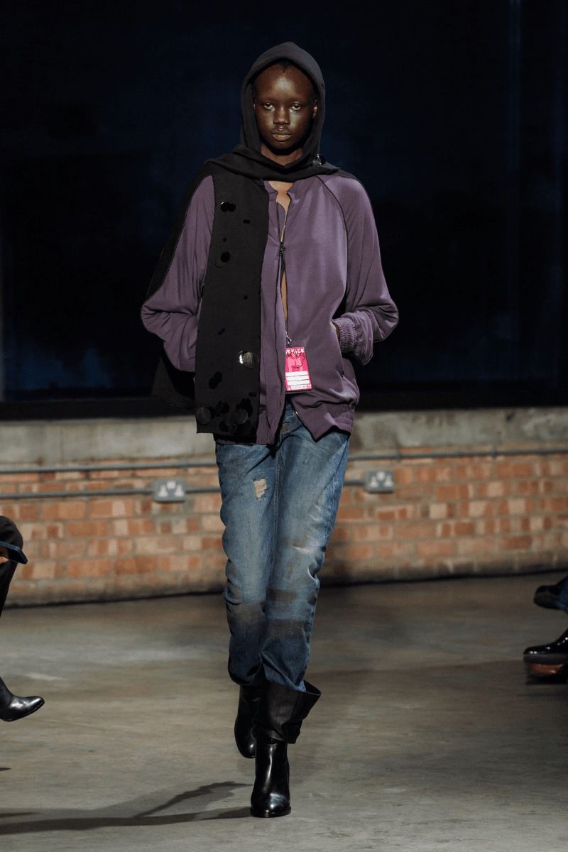 Aaron Esh Routs Back to Classical Menswear for SS26 Oval Space in Hackney London Fashion Week Katy England Savile Row tailor Charlie Allen