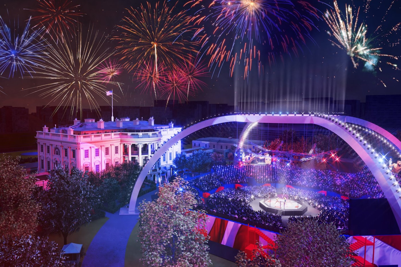 The White House Confirms UFC Arena To Be Built on Its Lawn rendering washington dc south lawn