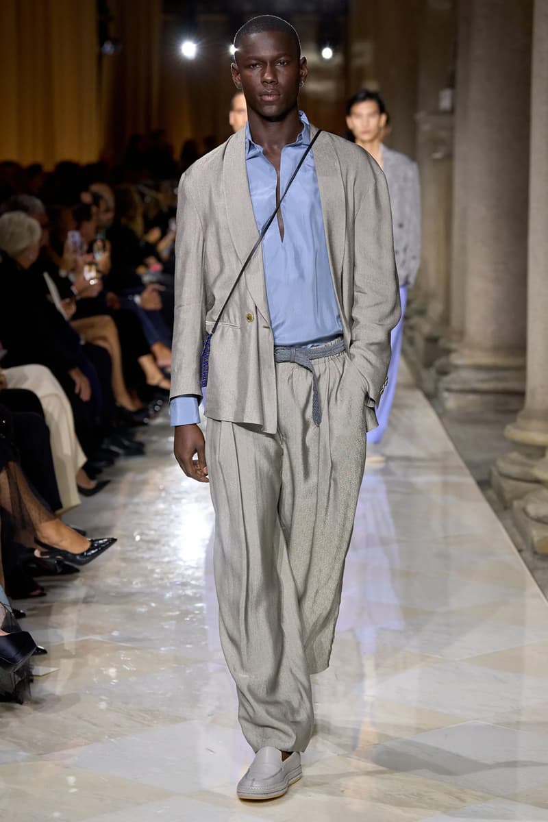 Giorgio Armani Spring/Summer 2026 Milan Fashion Week Final Collection last show final collection italian designer fluidity menswear suiting