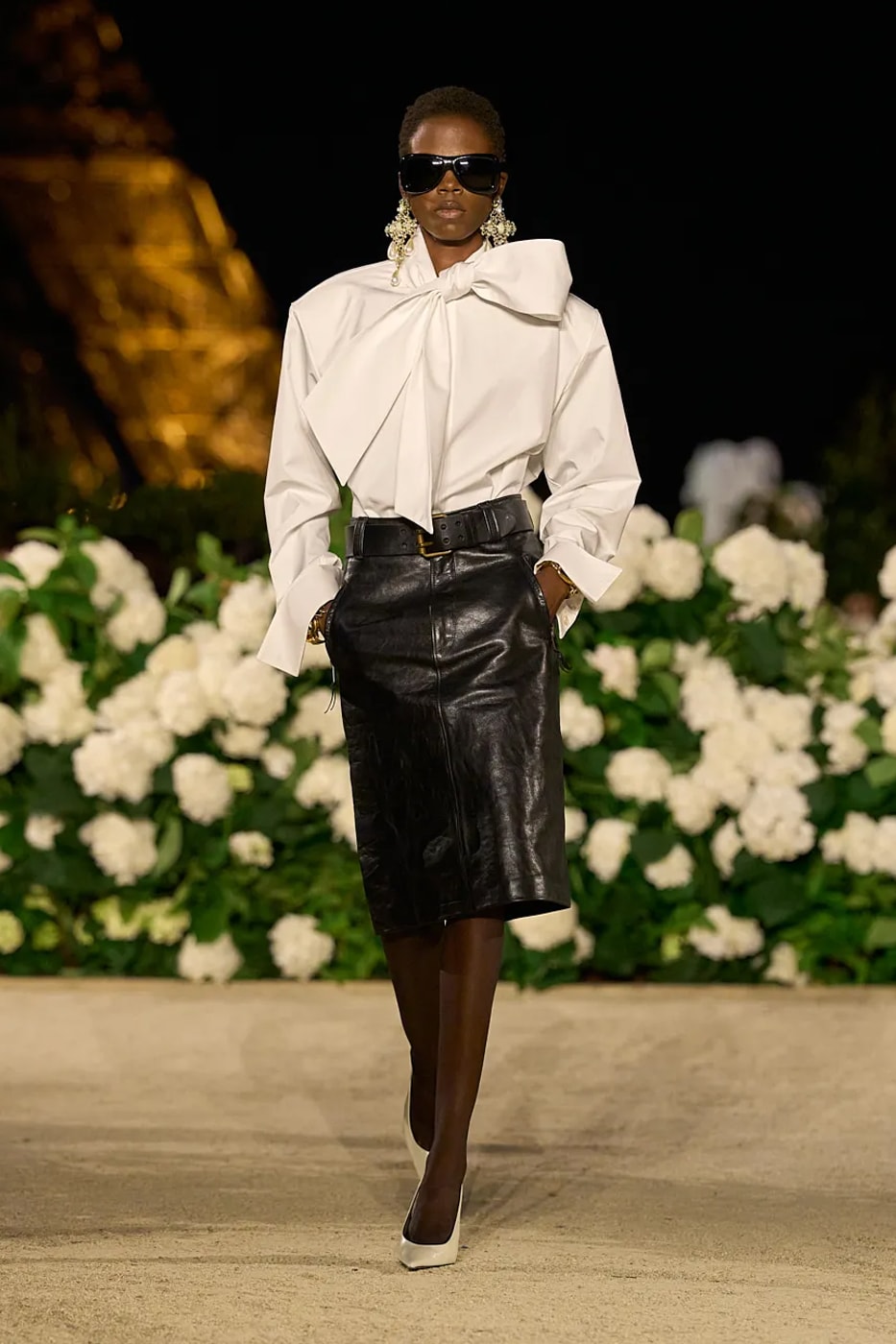 Saint Laurent SS26 Paris Fashion Week Collection spring summer 2026 chali xcx zoe kravitz hailey bieber eiffel tower anthony vaccarello