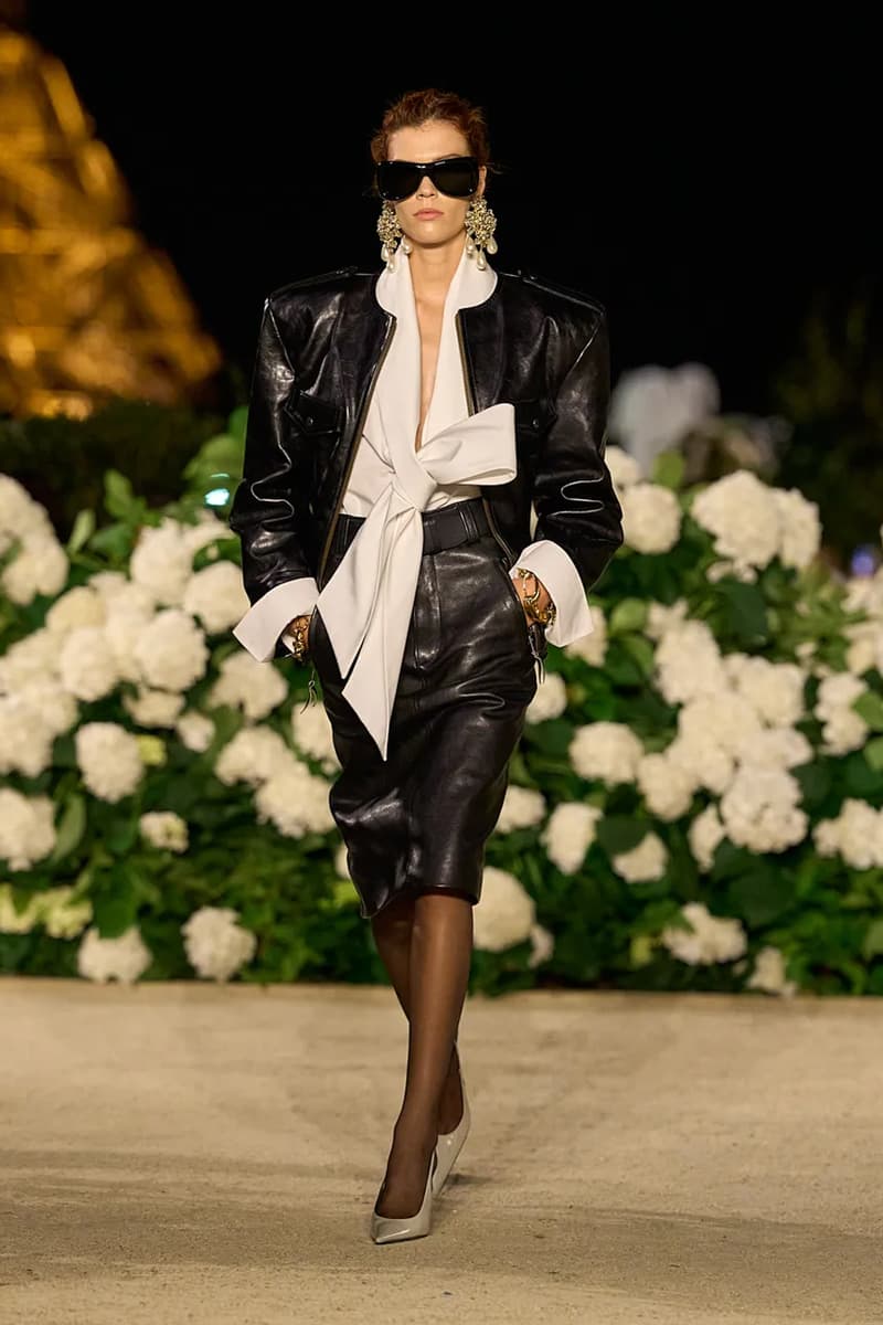 Saint Laurent SS26 Paris Fashion Week Collection spring summer 2026 chali xcx zoe kravitz hailey bieber eiffel tower anthony vaccarello