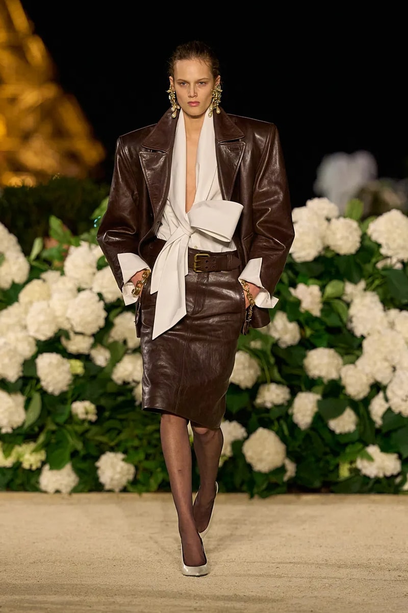 Saint Laurent SS26 Paris Fashion Week Collection spring summer 2026 chali xcx zoe kravitz hailey bieber eiffel tower anthony vaccarello
