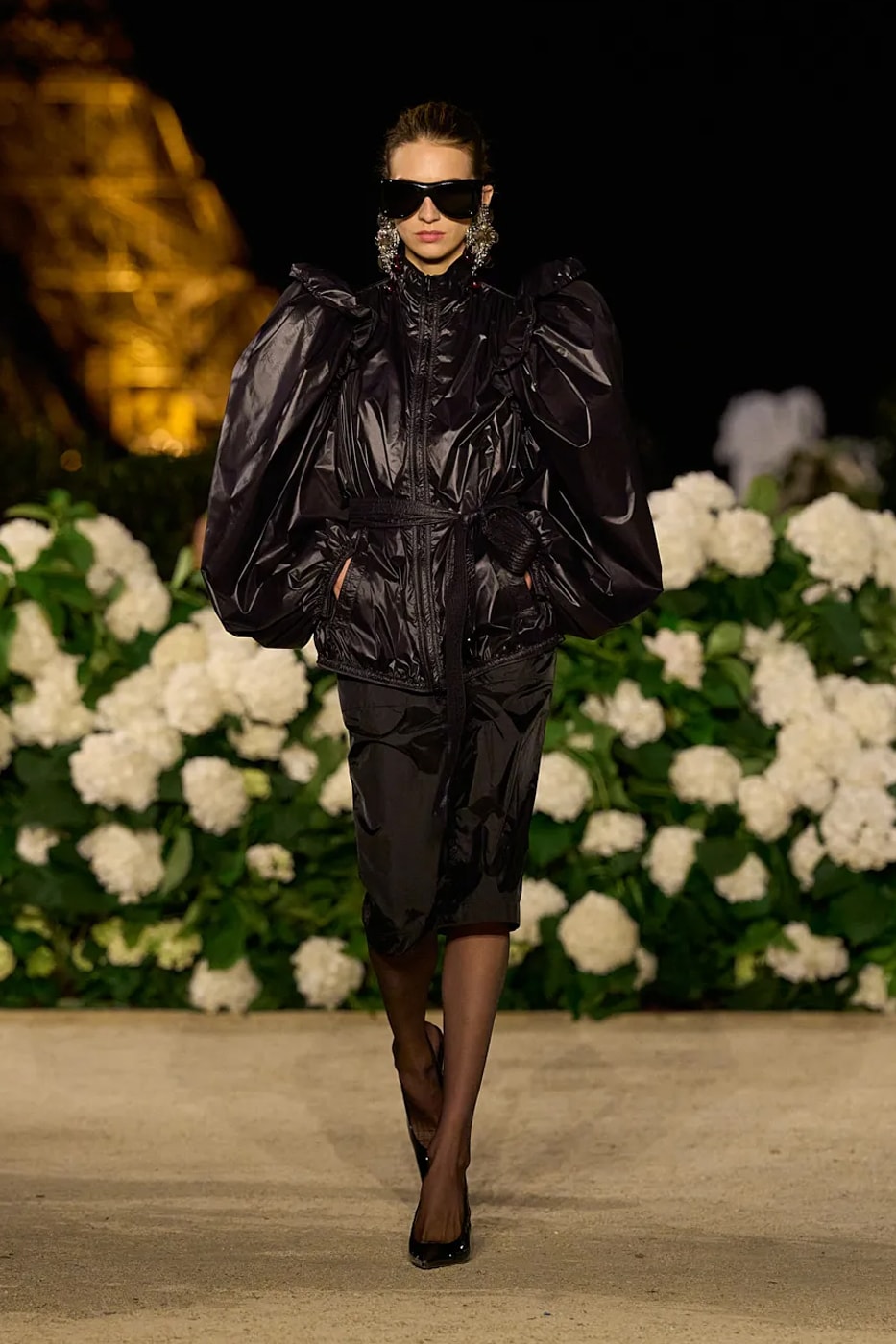 Saint Laurent SS26 Paris Fashion Week Collection spring summer 2026 chali xcx zoe kravitz hailey bieber eiffel tower anthony vaccarello