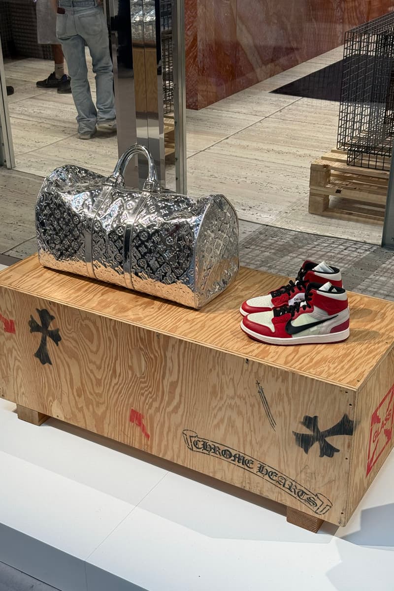 Step Inside 'Virgil Abloh: The Codes' grand palais exhibit closer look colette collaboration v art l'art d'automobile babylon collab drop pyrex art prototype archive 