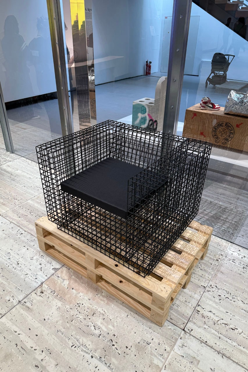 Step Inside 'Virgil Abloh: The Codes' grand palais exhibit closer look colette collaboration v art l'art d'automobile babylon collab drop pyrex art prototype archive 