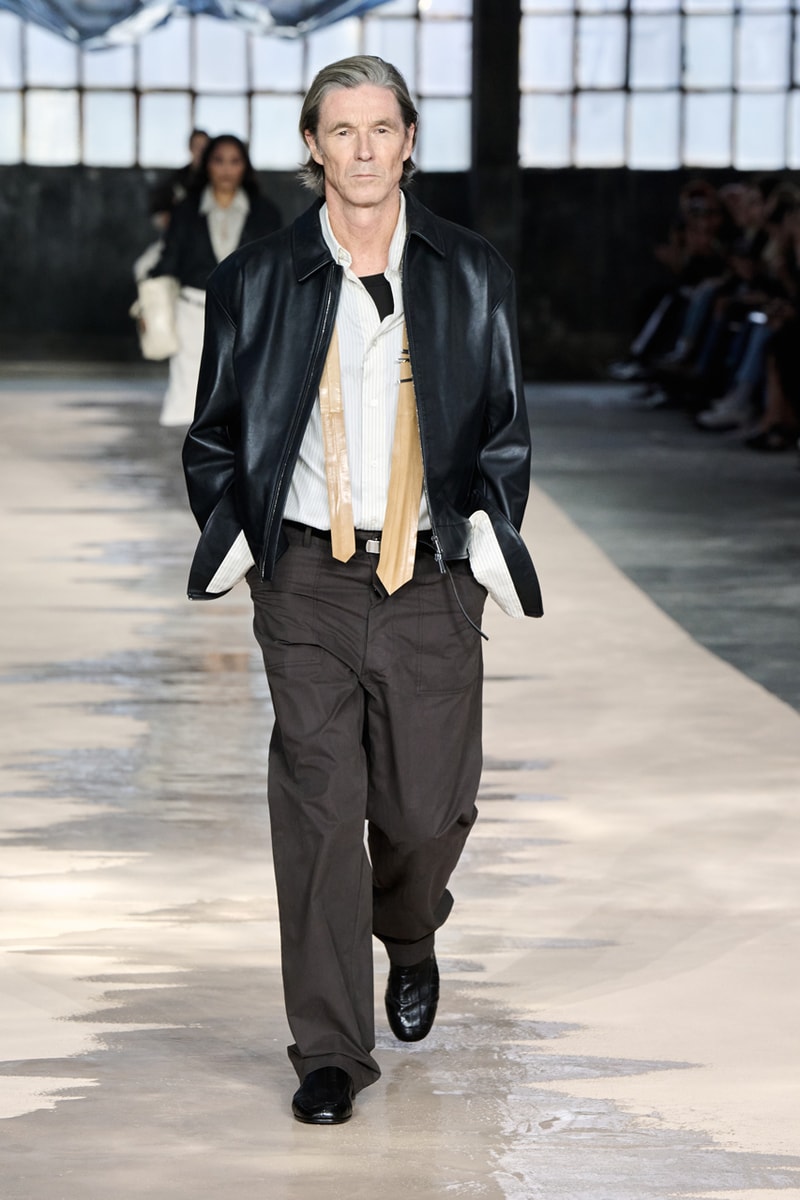 boss marco falconi spring/summer 2026 milan fashion week tailoring boris acket artists paradox contrasts leather double pleated suits dresses shorts italian wool