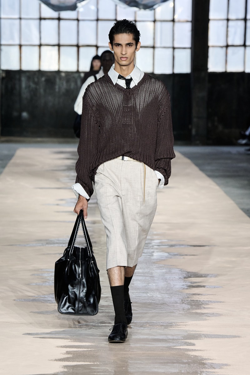 boss marco falconi spring/summer 2026 milan fashion week tailoring boris acket artists paradox contrasts leather double pleated suits dresses shorts italian wool