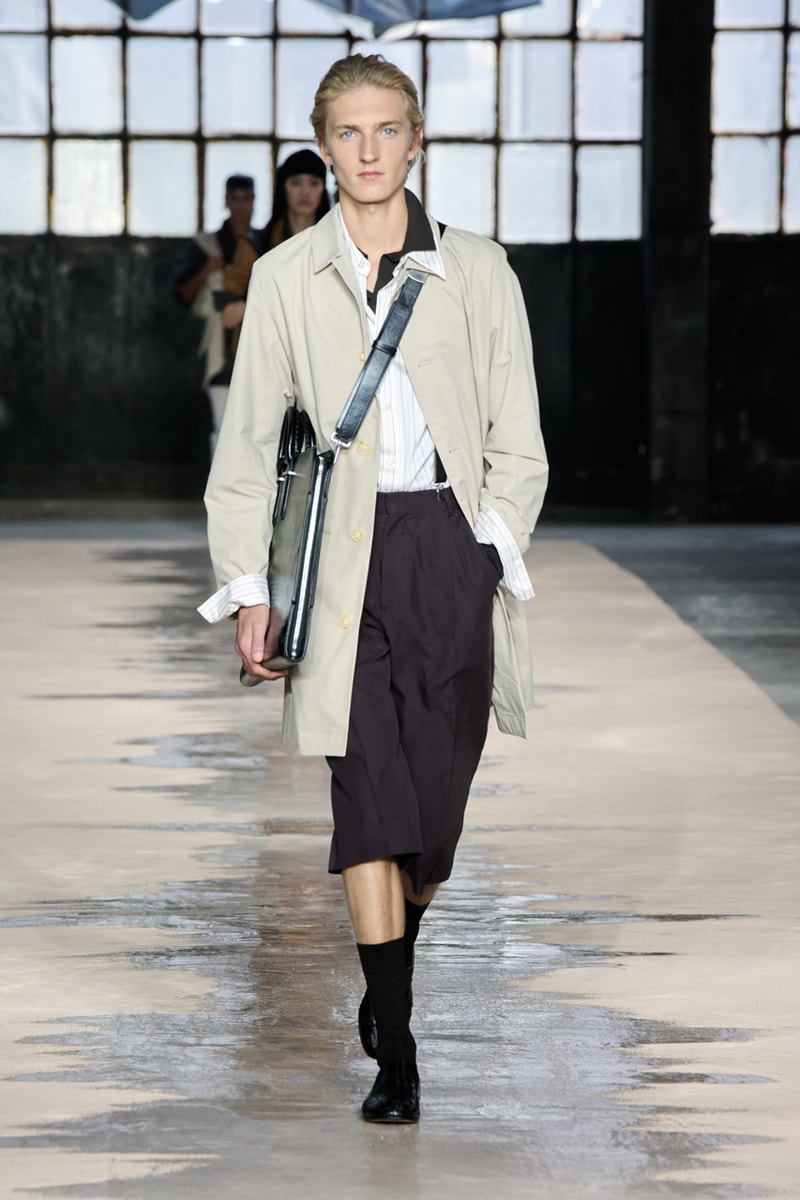boss marco falconi spring/summer 2026 milan fashion week tailoring boris acket artists paradox contrasts leather double pleated suits dresses shorts italian wool