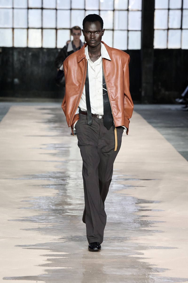 boss marco falconi spring/summer 2026 milan fashion week tailoring boris acket artists paradox contrasts leather double pleated suits dresses shorts italian wool