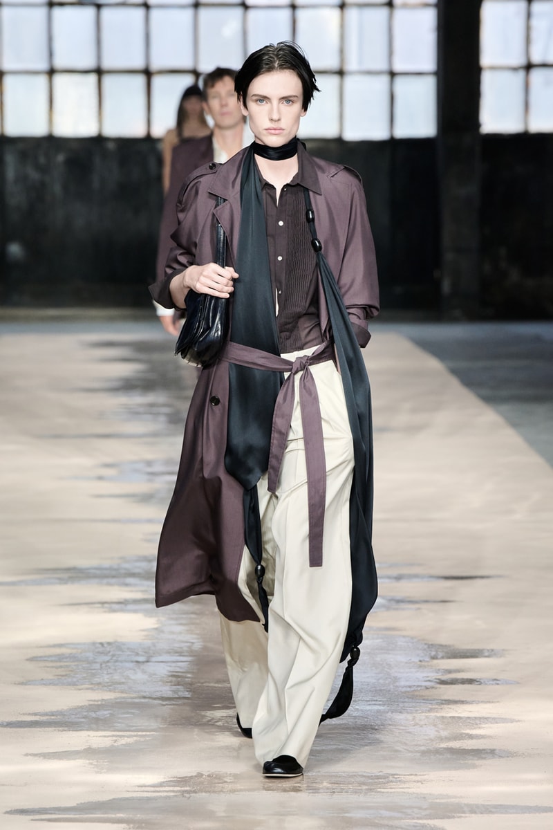 boss marco falconi spring/summer 2026 milan fashion week tailoring boris acket artists paradox contrasts leather double pleated suits dresses shorts italian wool