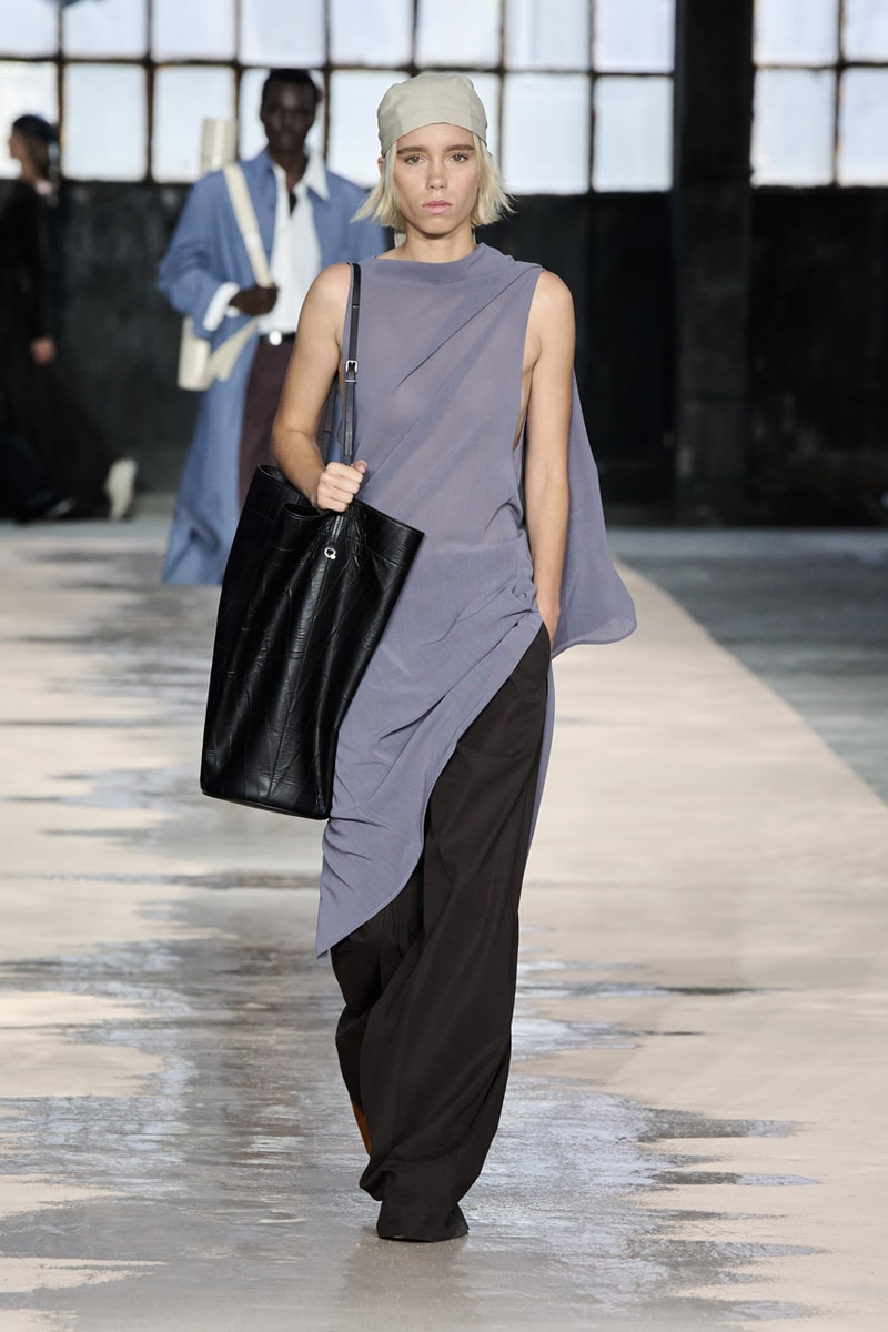 boss marco falconi spring/summer 2026 milan fashion week tailoring boris acket artists paradox contrasts leather double pleated suits dresses shorts italian wool