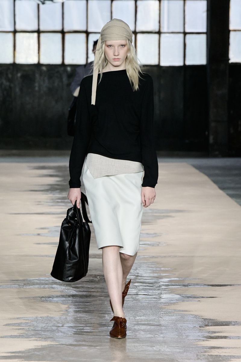 boss marco falconi spring/summer 2026 milan fashion week tailoring boris acket artists paradox contrasts leather double pleated suits dresses shorts italian wool