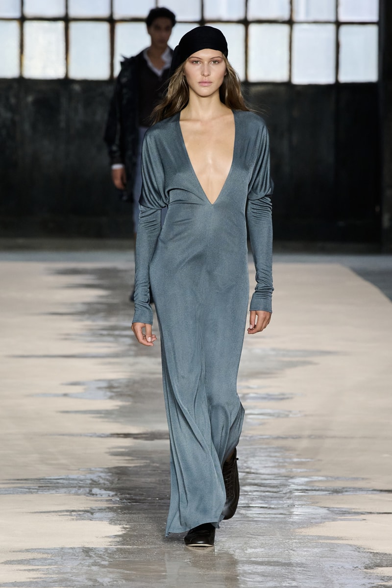 boss marco falconi spring/summer 2026 milan fashion week tailoring boris acket artists paradox contrasts leather double pleated suits dresses shorts italian wool