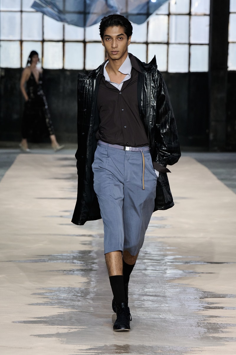 boss marco falconi spring/summer 2026 milan fashion week tailoring boris acket artists paradox contrasts leather double pleated suits dresses shorts italian wool