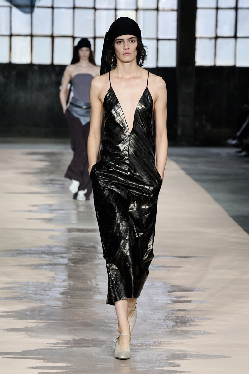 boss marco falconi spring/summer 2026 milan fashion week tailoring boris acket artists paradox contrasts leather double pleated suits dresses shorts italian wool