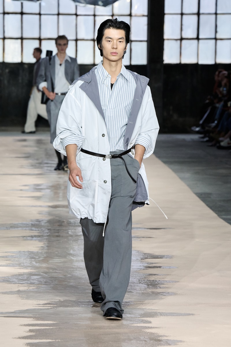 boss marco falconi spring/summer 2026 milan fashion week tailoring boris acket artists paradox contrasts leather double pleated suits dresses shorts italian wool
