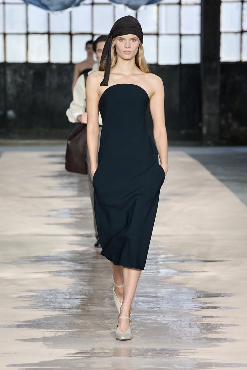 boss marco falconi spring/summer 2026 milan fashion week tailoring boris acket artists paradox contrasts leather double pleated suits dresses shorts italian wool
