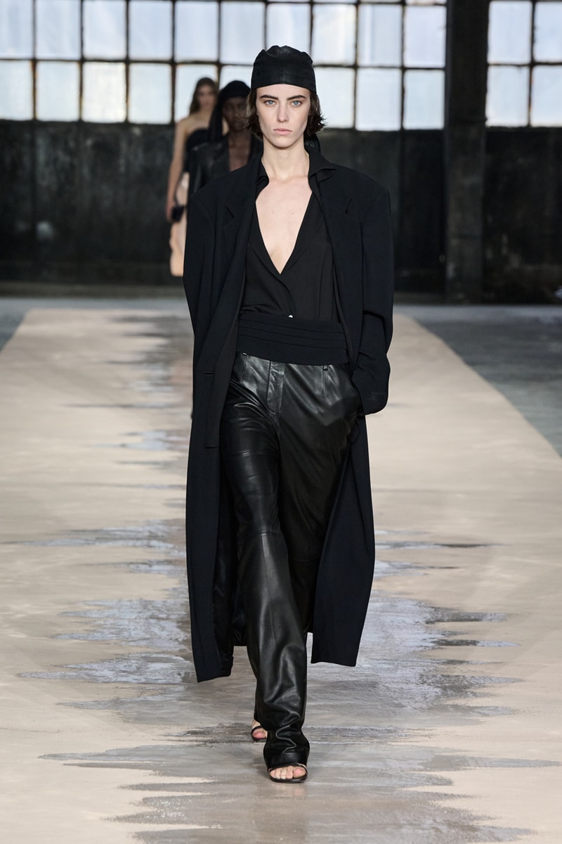 boss marco falconi spring/summer 2026 milan fashion week tailoring boris acket artists paradox contrasts leather double pleated suits dresses shorts italian wool