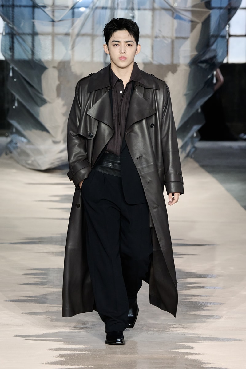 boss marco falconi spring/summer 2026 milan fashion week tailoring boris acket artists paradox contrasts leather double pleated suits dresses shorts italian wool
