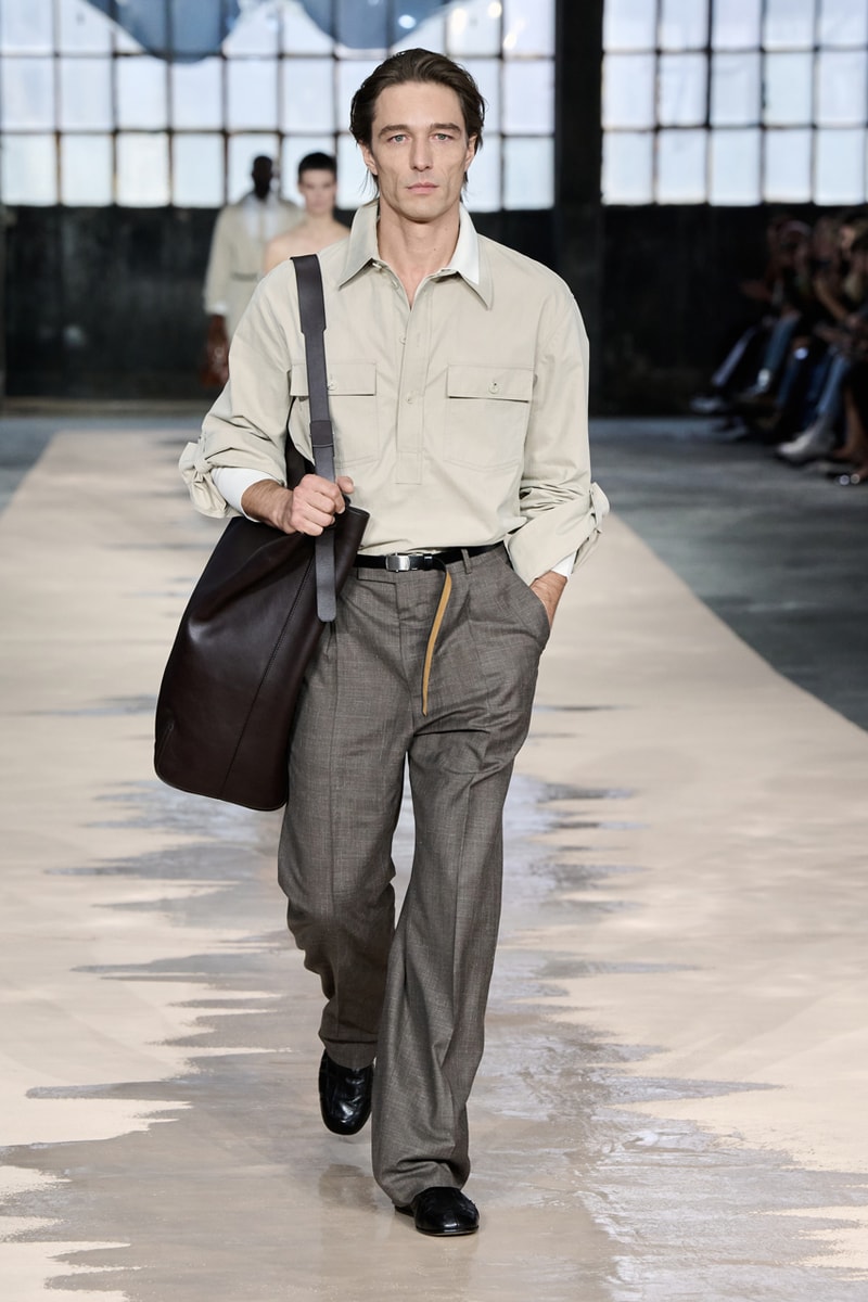 boss marco falconi spring/summer 2026 milan fashion week tailoring boris acket artists paradox contrasts leather double pleated suits dresses shorts italian wool