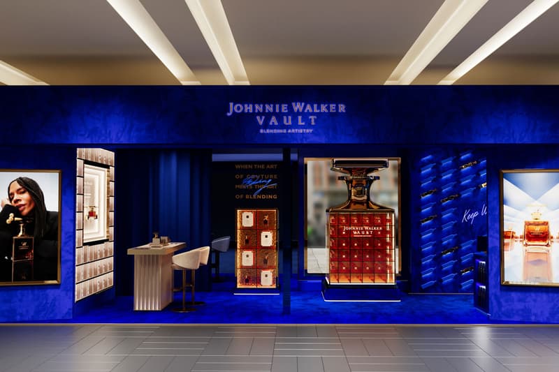 johnnie walker harrods vault boutique olivier rousteing couture blend flask gold pop up shop whisky tasting London collaboration