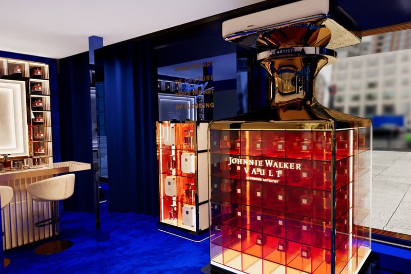 johnnie walker harrods vault boutique olivier rousteing couture blend flask gold pop up shop whisky tasting London collaboration