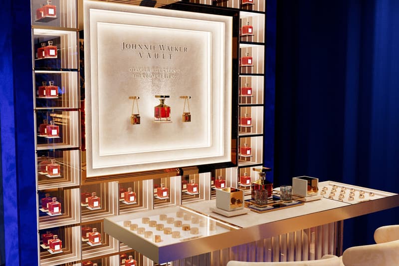 johnnie walker harrods vault boutique olivier rousteing couture blend flask gold pop up shop whisky tasting London collaboration