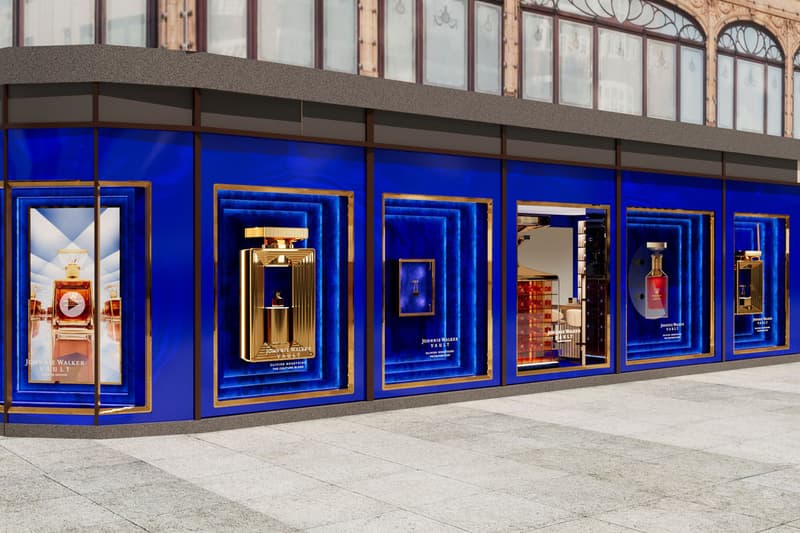 johnnie walker harrods vault boutique olivier rousteing couture blend flask gold pop up shop whisky tasting London collaboration