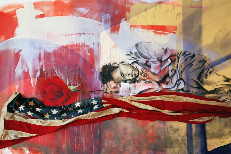 lee quinones outside is america woodbury house london exhibition artworks paintings murals 