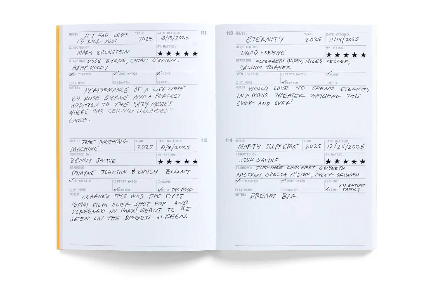 A24 Movie Log Notebook Release Info