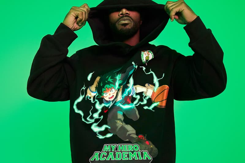 'My Hero Academia' and the NBA Team Up for Second Collaboration Collection Izuku Midoriya - Boston Celtics  Katsuki Bakugo - New York Knicks  Ochaco Uraraka - Miami Heat  Shoto Todoroki - Philadelphia 76ers  Eijiro Kirishima - Chicago Bulls  Endeavor - Golden State Warriors  Mirko - Los Angeles Lakers nbalab hyperfly crunchyroll