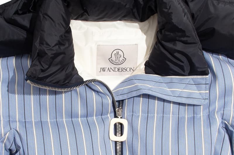 Moncler x JW Anderson Collection plaid puffer jacket multi striped puffer jacket blue white Release Info