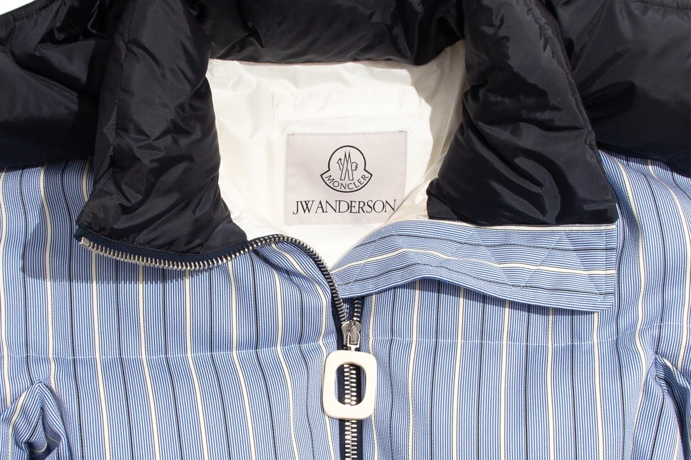 Moncler x JW Anderson Collection plaid puffer jacket multi striped puffer jacket blue white Release Info