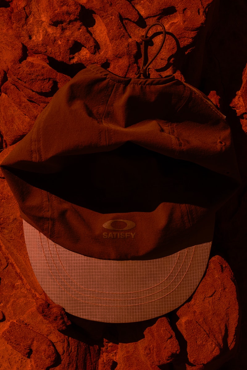 SATISFY and Oakley launched “CHAPTER VI" collaboration sunglasses hat cap stunt devil O-Matter™ frame and HyperGrip Technology  PeaceShell™ Trail Cap and Rippy™ Bandana 