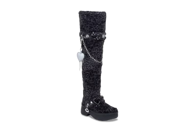 Crocs and T-Pain Show off Boots With the Fur Crocs Classic Unfurgettable Leopard Knee High Boot black 212387-0CU