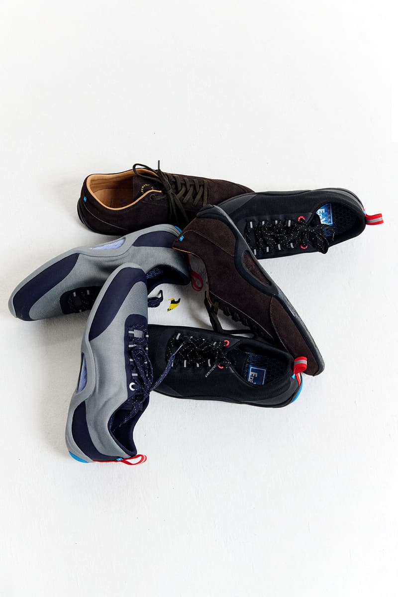 Équipement de Vie Is Reimagining the Boat Shoe for the City for AW25 AW25 “Onshore” campaign Sailing Shoes Deck Shoes Anti-Slip Compound sole, Winch Button heel pad, innovative contour patterning, and integrated drainage channels for enhanced water displacement