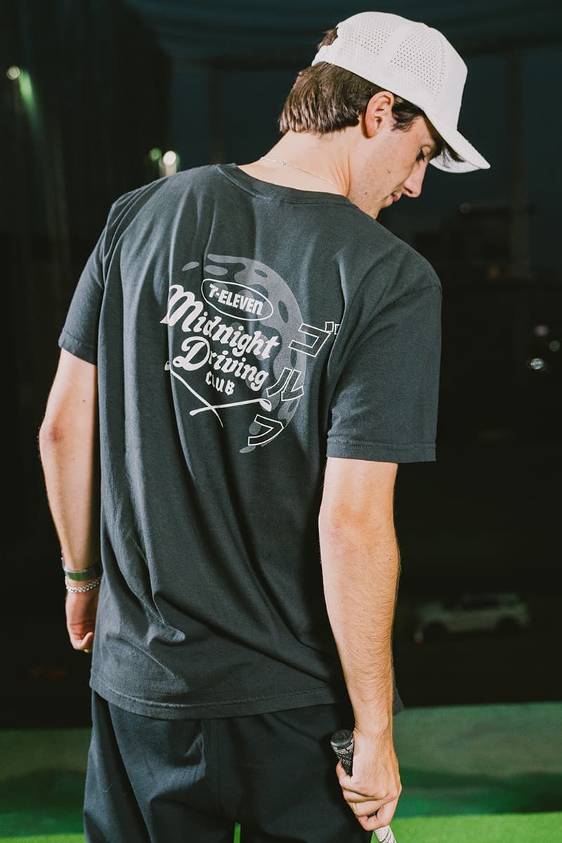 7 eleven midnight driving club golf collection polo t shirt crewneck windbreaker hat visor cardigan jacket towel tote logo green black white orange