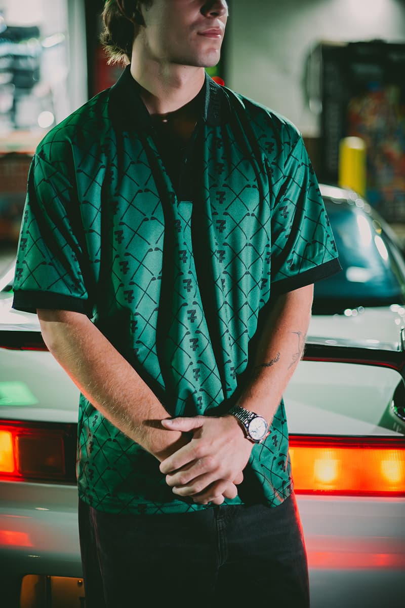 7 eleven midnight driving club golf collection polo t shirt crewneck windbreaker hat visor cardigan jacket towel tote logo green black white orange