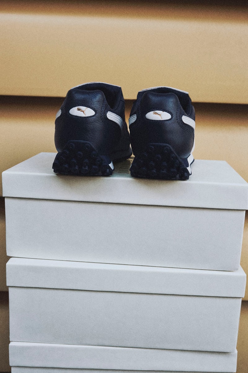 Jil Sander x PUMA Is King avanti collab sneaker release info drop price pele soccer football colorway navy blue white flap 