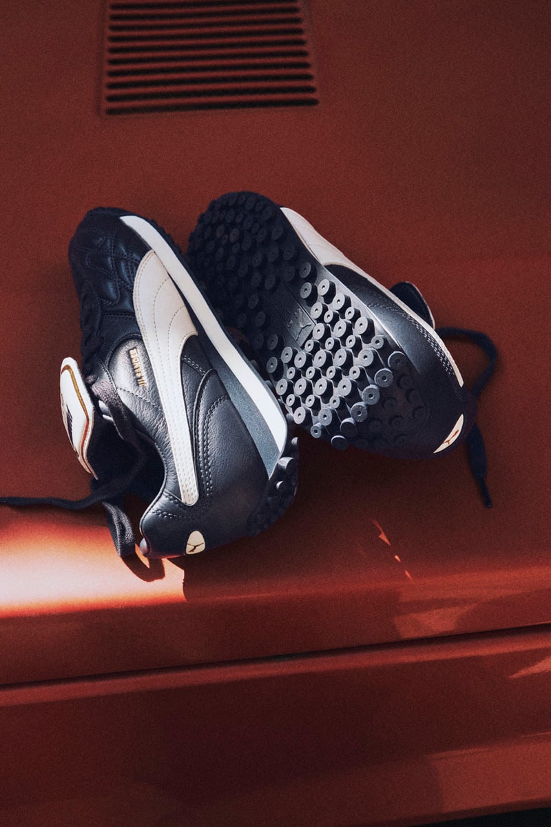 Jil Sander x PUMA Is King avanti collab sneaker release info drop price pele soccer football colorway navy blue white flap 