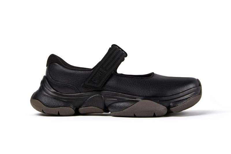 camper karst 2 sneaker rexarge foam midsole twins mary jane patches ortholite sole footbed vibram velcro laces fastening black blue gray green